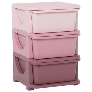 HOMCOM Spielzeugtruhe für Kinder mit Stauraum Aufbewahrungsboxen Spielzeug-Organizer Rosa (Set, 1 St., Schubladenschrank), 37L x 37B x 56.5H cm rosa