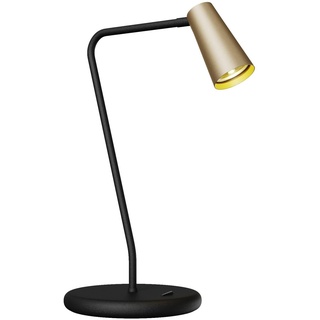 Lucande Tischlampe 'Angelina' (Skandinavisch) in Gold/Messing aus Metall u.a. für Arbeitszimmer & Büro (1 flammig, GU10) - Tischleuchte, Schreibtischlampe, Nachttischlampe, Arbeitszimmerleuchte