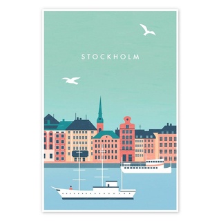 Posterlounge Poster Katinka Reinke, Stockholm Illustration, Badezimmer Maritim Illustration blau 100 cm x 150 cm