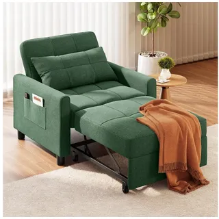 Blishom Relaxsessel 3-in-1 Schlafsessel Schlafsofa Klappbett Relaxsessel 78x86x84 cm, multifunktionaler Sessel zum Ausziehen als Gästebett grün