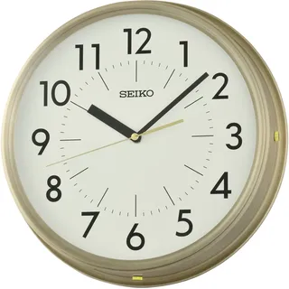 Wanduhr SEIKO, beige (goldfarben), Wanduhren, Ø 30,6cm, Wanduhr, Quarzuhr, durchlaufende Sekunde, Büro, Küche, Esszimmer, Wohnzimmer