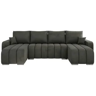 Wohnlandschaft mit Schlaffunktion Kirasso , grau , Maße (cm): B: 320 H: 86