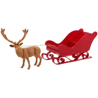 Ciieeo Weihnachtliche Santa-Schlitten-Figur mit Rentier-dekor Detailreiche Elch-skulptur Vielseitige Tisch Regal-Dekoration für Festliche Weihnachtsstimmung Einfach Aufzubauen