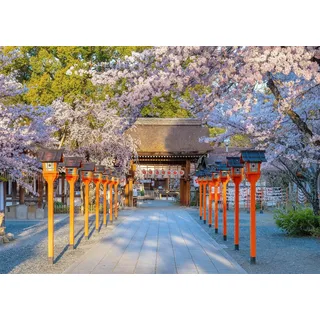 CORFOTO 3x2mm Fotohintergrund mit Kirschblüten im japanischen Tempel von Kyoto, Kirschblütenfest, Frühlingslandschaft, Fotografie-Hintergrund, Japanisches Motto, Party-Dekor, Requisiten