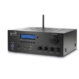 Dynavox Stereo Kompakt-Verstärker VT-80 MK, 4 schraubbare Lautsprecher-Anschlüsse, Fernbedienung für Digital-Eingänge (USB, SD-Card), integrierte BT-Antenne und FM-Radio, schwarz