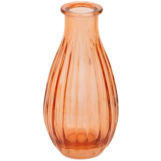 Talking Tables Orange Glas Bud Vase für Blumen | Kleine gerippte schmale Flaschen für Herbst Home Decor, Arrangements, Hochzeit Tafelaufsätze für Tischdekorationen, Fensterbank, Einheitsgröße