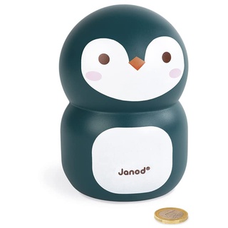 Janod - Pinguin-Spardose aus Holz für Kinder, 15 cm - Kinderzimmer-Deko - Ab 3 Jahren, J04650