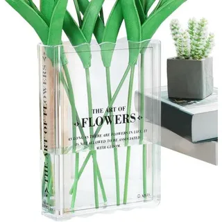 Famanu Buchvase Transparent - Einzigartiges Buchdesign - 24x17x6 cm - Klar