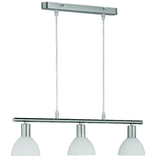 Reality Leuchten - Pendelleuchte Hängelampe, 3-flammig, Nickel Matt, Glasschirm Weiß