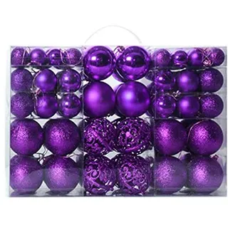 Baumkugeln 100 Stück Christbaumkugeln Weihnachtskugeln, Morbuy Kunststoff Weihnachtsbaumkugeln Plastik Bruchsicher, Weihnachtsbaumschmuck Weihnachtsdeko (lila)