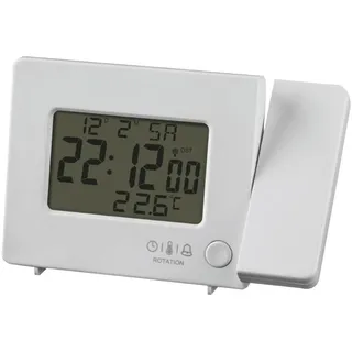 Miraval Funk-Projektionswecker Funkuhr USB-Anschluss mit Projektion Temperatur & Datumsanzeige DCF automatische Zeitanpassung Kalenderwoche Funkwecker (Weiß)