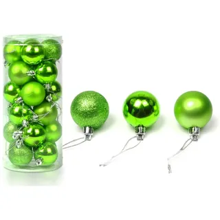 Keysui 24 Weihnachtskugeln Box Christbaumschmuck aus Kunststoff Glanzend 6cm Grün