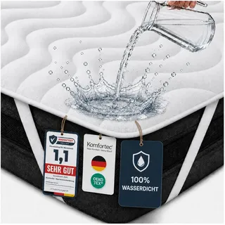 Matratzenschoner 100 g/m2, 90x200, 120x200, 140x200, 160x200, 180x200 oder 200x200 cm Komfortec, 1 oder 2 Stück Wasserdichter Matratzenauflage weiß 200 cm x 200 cm