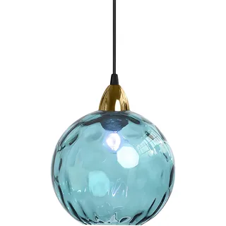 XIRYTU-H 20cm/7.9'' Industrielle kugelförmige Vintage-Glas-Pendelleuchte, E27 Deckenleuchte Hängelampe, Goldenes Ende & Glas-Kugel-Schirm, Esszimmer Schlafzimmer Kronleuchter (Azure Blue, 20cm)