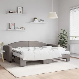 Tagesbett Ausziehbar Mit Matratzen Taupe 80x200 Cm Stoff