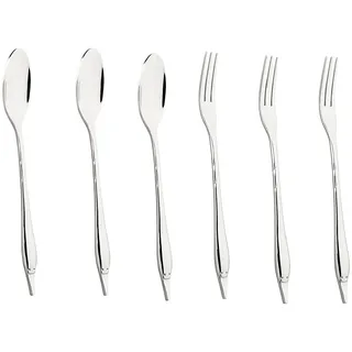 Besteck-Set MULEX "Mini Besteck bestehend aus 3x Löffeln und 3x Gabeln", silber (silberfarben), 6 tlg., Chromstahl, Essbesteck-Sets, praktisch für Camping, Picknick, Wandern - oder einfach für den Salat