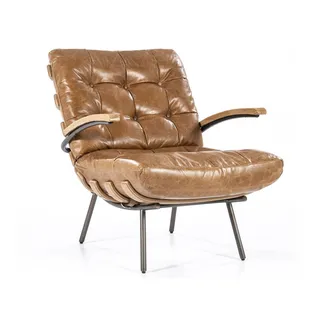 Maison ESTO Loungesessel Sessel NICOLAS Ledersessel Leder Vintage, aus hochwertigem Java-Leder braun
