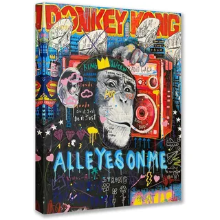 Tucocoo Wandbilder für Schlafzimmer, Banksy Straße, Graffiti-Gemälde, 1 Panel, Pop-Art, Affenkönig, zeitgenössische Kunstwerke, Heimdekoration für Wohnzimmer, gerahmt, Poster und Drucke, 30x40 cm
