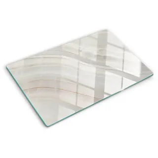 Tulup Schneidebrett Spritzschutz Herdabdeckplatte Glas Frühstücksbrett Schneideplatte, (1-St), Kunst: Modern & Klassisch, Marmor Textur, Beige 80 cm x 52 cm