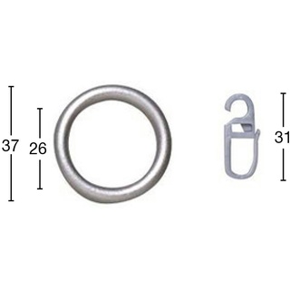 Gardinenring Ring mit Haken, GARESA, Gardinen, (Set, 20-St., mit Faltenlegehaken), Kunststoff, für leichten bis mittelschweren Behang, einfache Montage silberfarben
