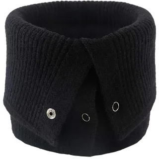 Damen Loopschal Strickschal Schlauchschal Winterschal Infinity Schal Mode Halsband Mit Knöpfen Rundschal Halstücher Halswärmer für Männer, Frauen,Schwarz