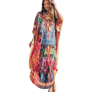 LikeJump Damen Hippie Kaftan Strandkleid Bikini Cover-up Badeanzug Kleidung Schnelltrocknend - Einheitsgröße