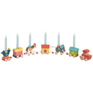 goki Kerzenständer Geburtstagszug Zirkuswelt, mit 10 blauen Geburtstagskerzen bunt