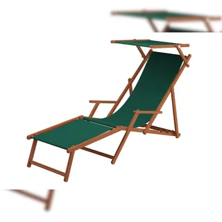Erst-Holz Sonnenliege grün Liegestuhl Fußteil Sonnendach Tisch Kissen Gartenliege Deckchair 10-304FSTKD