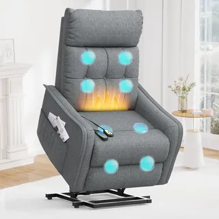 sisolos Relaxsessel Fernsehsessel Massagesessel mit Aufstehhilfe Elektrisch Sessel Wohnzimmer mit Massagefunktion und Wärmefunktion, 2 Seitentaschen, Relaxsessel mit Liegefunktion, TV Sessel