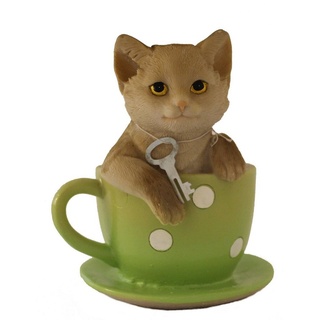 G. Wurm Spardose Spardose Katze in grüner Tasse mit Schlüssel grün