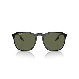 Ray-Ban Quadratische Damen-Sonnenbrille Rb2203, Schwarz auf Transparent/Grün polarisiert, 52 mm - 52 mm