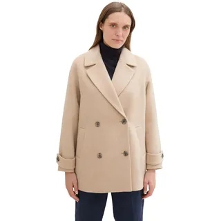 TOM TAILOR Damen Kurzer Caban Mantel,35746 - Soft Ivory Melange, XXL - XXL