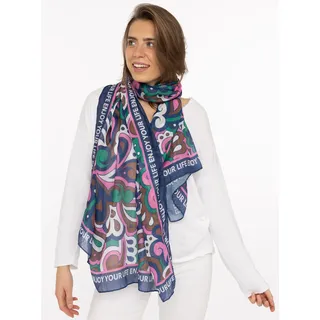Zwillingsherz Schal ZWILLINGSHERZ "Flower Paisley", Damen, grün, Web, Obermaterial: 100% Polyester, Modetücher Schal, farbenfroh, transparent, mit Schriftzug
