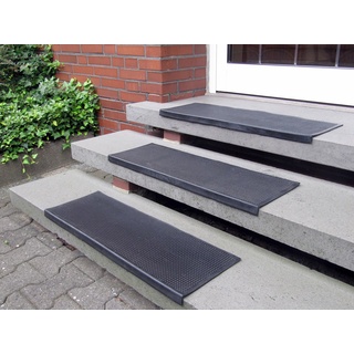 Stufenmatte Gummi, Andiamo, rechteckig, Höhe: 7 mm, Gummi-Stufenmatten, Treppen-Stufenmatten, 5 Stück in einem Set schwarz