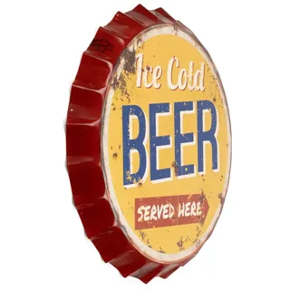moritz Deko Blechschild Kronkorken Ice Cold Beer Served here gelb