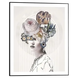 Reinders! Gerahmtes Bild ARTISSA, Schwarz - Weiß - Grau - Blau - 40 x 50 cm - Frau mit Blumenschmuck
