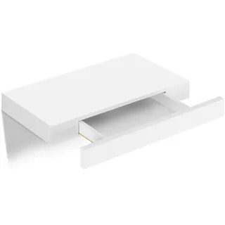 WOLTU Wandregal mit Schublade, Schweberegal Weiß, Regalbrett aus MDF, Wandboard für Wohnzimmer Schlafzimmer Flur, 40 x 5 x 25 cm, RG9344ws