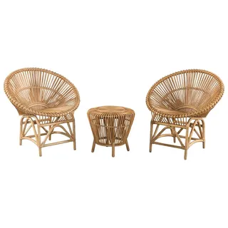 Casa Padrino Luxus Bambus Gartenmöbel Set Naturfarben - 2 Bambus Garten Stühle & 1 Bambus Garten Tisch - Garten Möbel - Bambus Möbel - Luxus Möbel