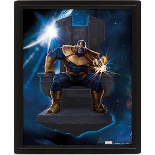 Marvel-Poster in 3D (Thanos in Avengers: Infinity War), 3D-Linsenraster-Poster im Kastenrahmen, 25 cm x 20 cm x 1,5 cm, Marvel-Geschenke für Männer und Marvel-Geschenke für Frauen – Offizielles