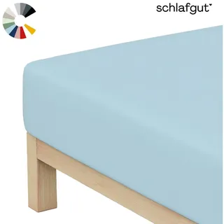 schlafgut Spannbettlaken Jersey 90 x 200 - 100 x 200 cm blau