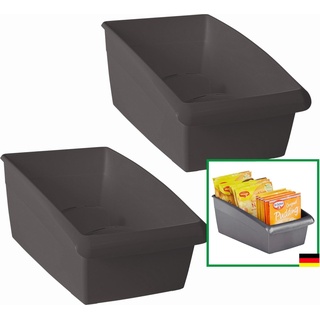 Novaliv, Aufbewahrungsbox, Suppentütenbox klein 2er Set Schubladen Organizer Küche - 25 x 12 cm ANTHRAZIT GRAU
