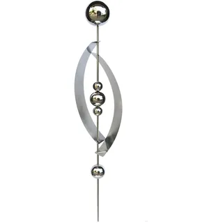 Gartenstecker Edelstahl Außenbereich Stecker Garten Balkon Blumenbeet Dekoration, Kugeln silber, LxBxH 23 x 13 x 140 cm