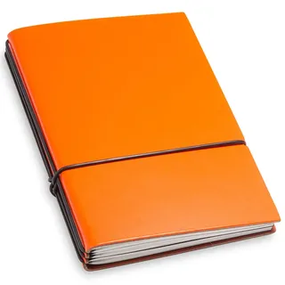 X17 Notizbuch A6, orange; aus recyceltem Leder. Austauschbare Notizhefte (blanko, liniert, kariert) Made in Germany
