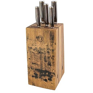 von handgefertigter Messerblock aus alten Fassdauben | + 5 Kai Shun Premier Tim Mälzer Messer Japanische Profimesser (Variante C (+ 5 Messer) | VK: 1219,- €