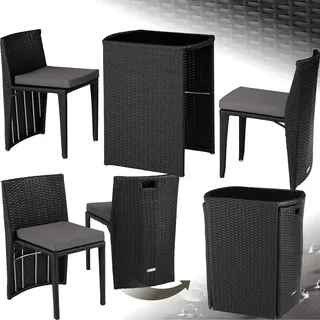 Tectake Rattanset Hamburg 3-tlg. Schwarz