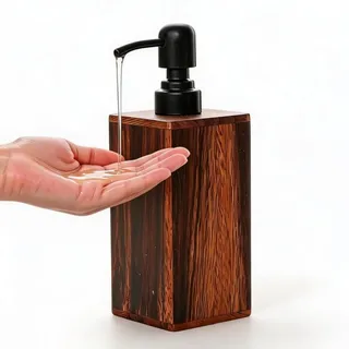 CARMOTTER Moderne Seifenspender Holz, Walnuss-Flaschenspender für Lotion, Shampoo, Seifenspender, Pumpe, Holz Spülmittelspender für Küche Bad Arbeitsplatte (große Größe)