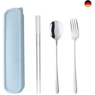 SBOMHS Tragbares Outdoor Reisebesteck set Silber Camping Besteck to go Picknick