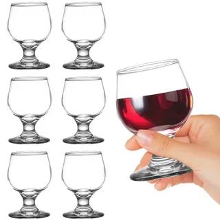Asfrode 6 Stück Likörgläser, 100ml/10cl Cognacgläser, Likörgläser mit Stiel, Brandy Gläser/klare Schnapsgläser/Mini Brandy Glasses, Eierlikör Gläser, Likörschalen, Shotgläser