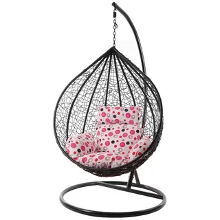 KIDEO Hängesessel Hängesessel MANACOR schwarz, mit Gestell und Kissen rosa