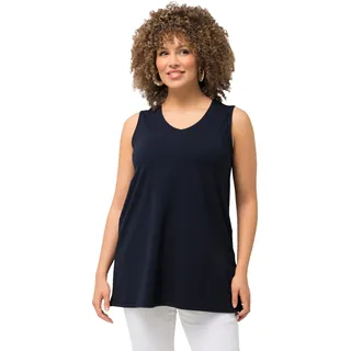 Ulla Popken Damen große Größen Übergrößen Plus Size Top, A-Linie, V-Ausschnitt, ärmellos Marine 46+ 807291133-46+ - 46-48